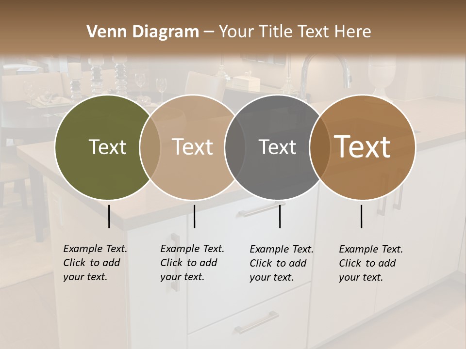 A Kitchen With A Center Island And A Sink PowerPoint Template
