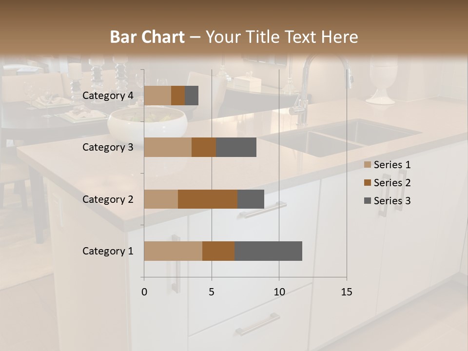 A Kitchen With A Center Island And A Sink PowerPoint Template