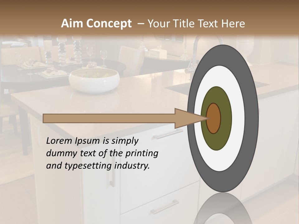 A Kitchen With A Center Island And A Sink PowerPoint Template