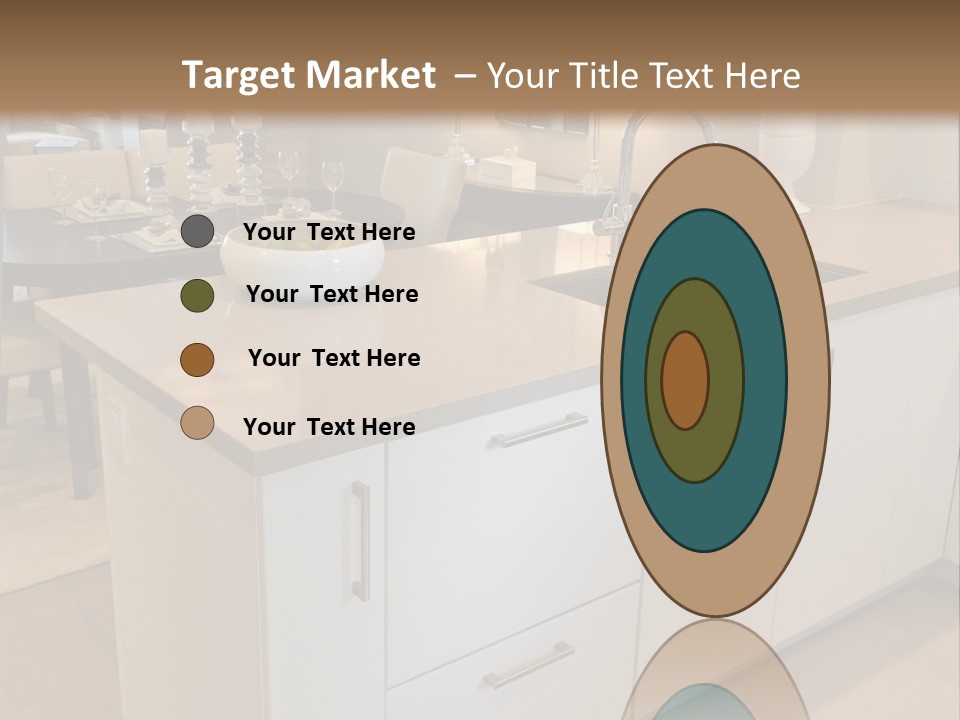 A Kitchen With A Center Island And A Sink PowerPoint Template