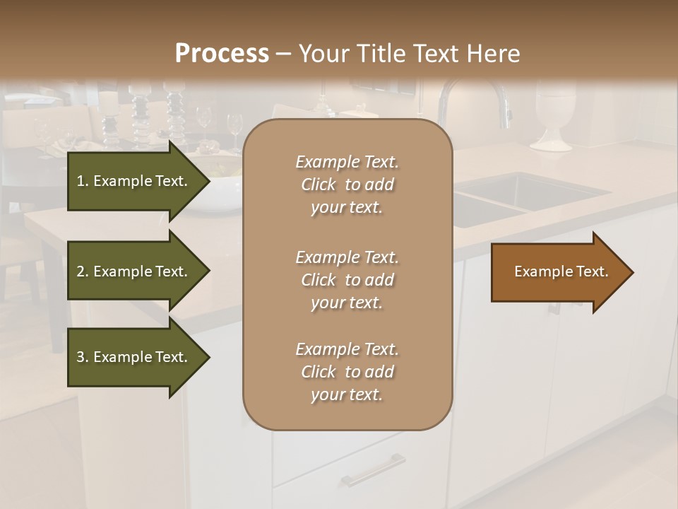 A Kitchen With A Center Island And A Sink PowerPoint Template