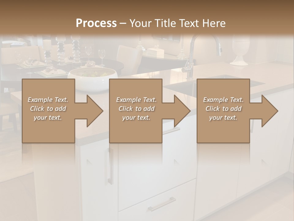 A Kitchen With A Center Island And A Sink PowerPoint Template