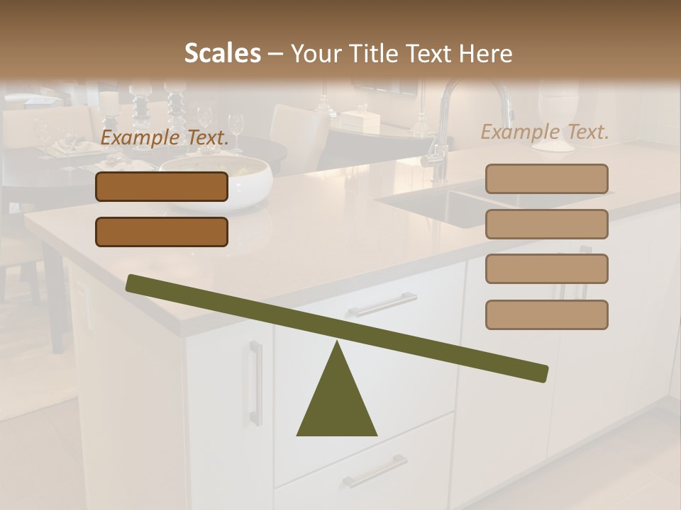 A Kitchen With A Center Island And A Sink PowerPoint Template