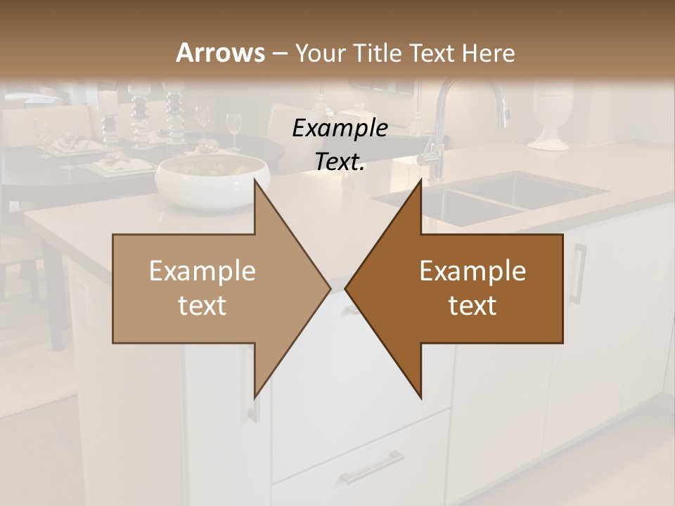 A Kitchen With A Center Island And A Sink PowerPoint Template