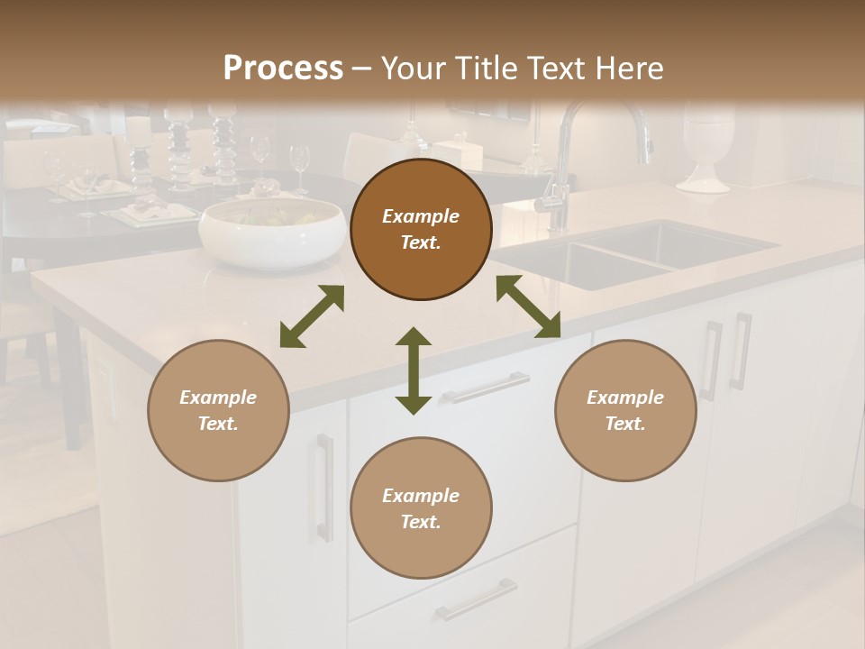 A Kitchen With A Center Island And A Sink PowerPoint Template