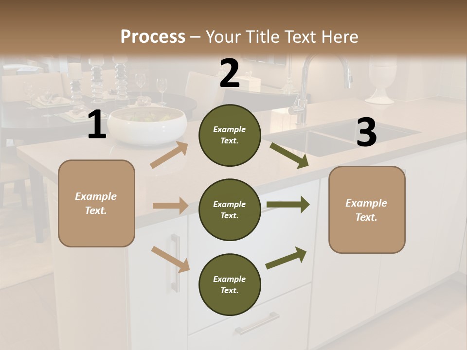 A Kitchen With A Center Island And A Sink PowerPoint Template