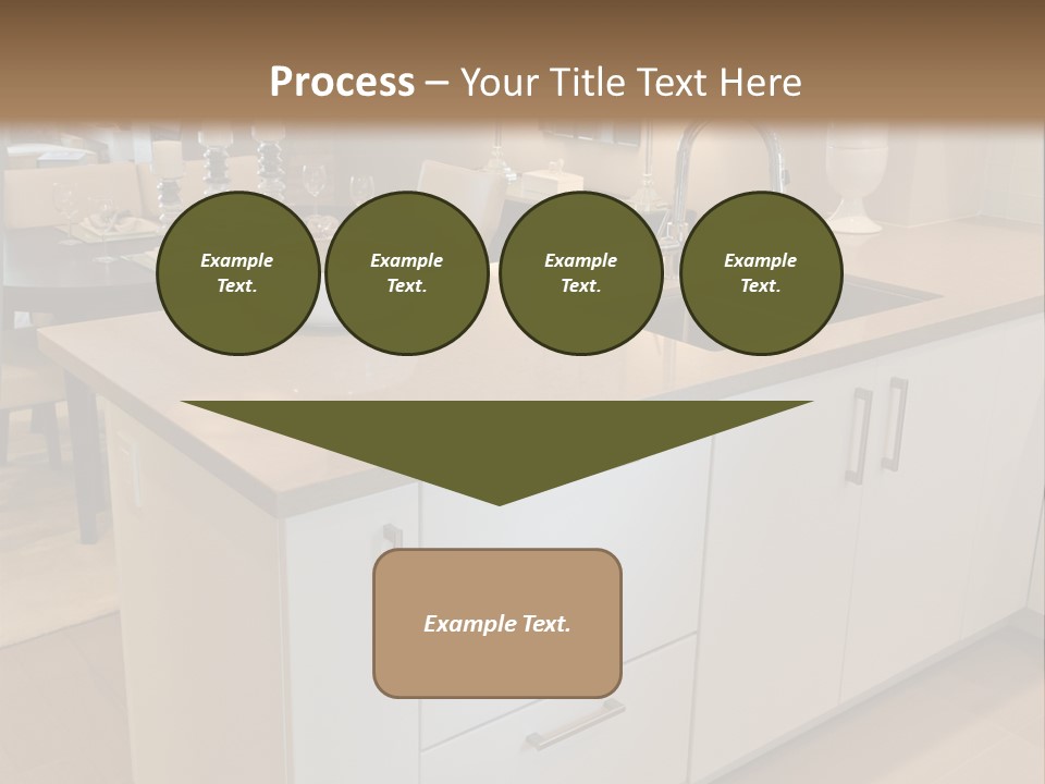 A Kitchen With A Center Island And A Sink PowerPoint Template