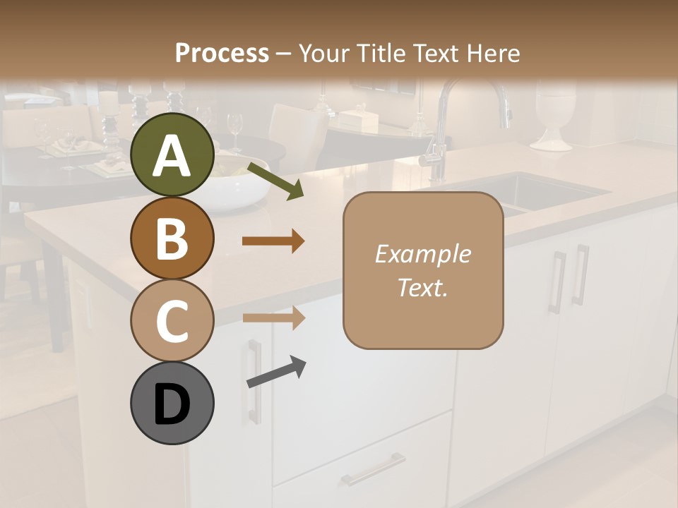 A Kitchen With A Center Island And A Sink PowerPoint Template