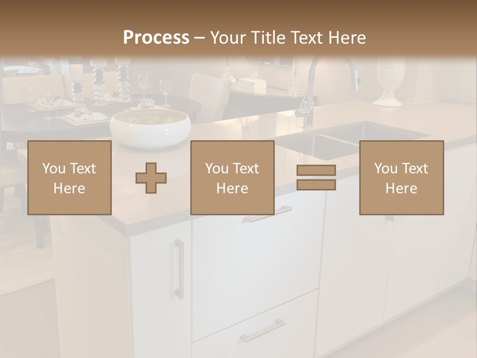 A Kitchen With A Center Island And A Sink PowerPoint Template