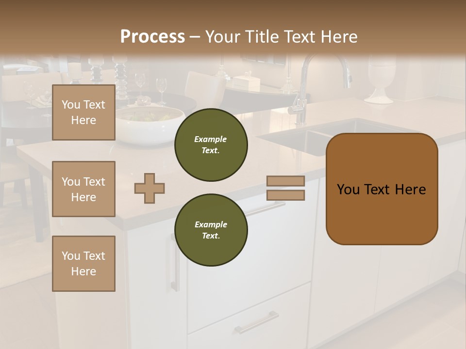 A Kitchen With A Center Island And A Sink PowerPoint Template