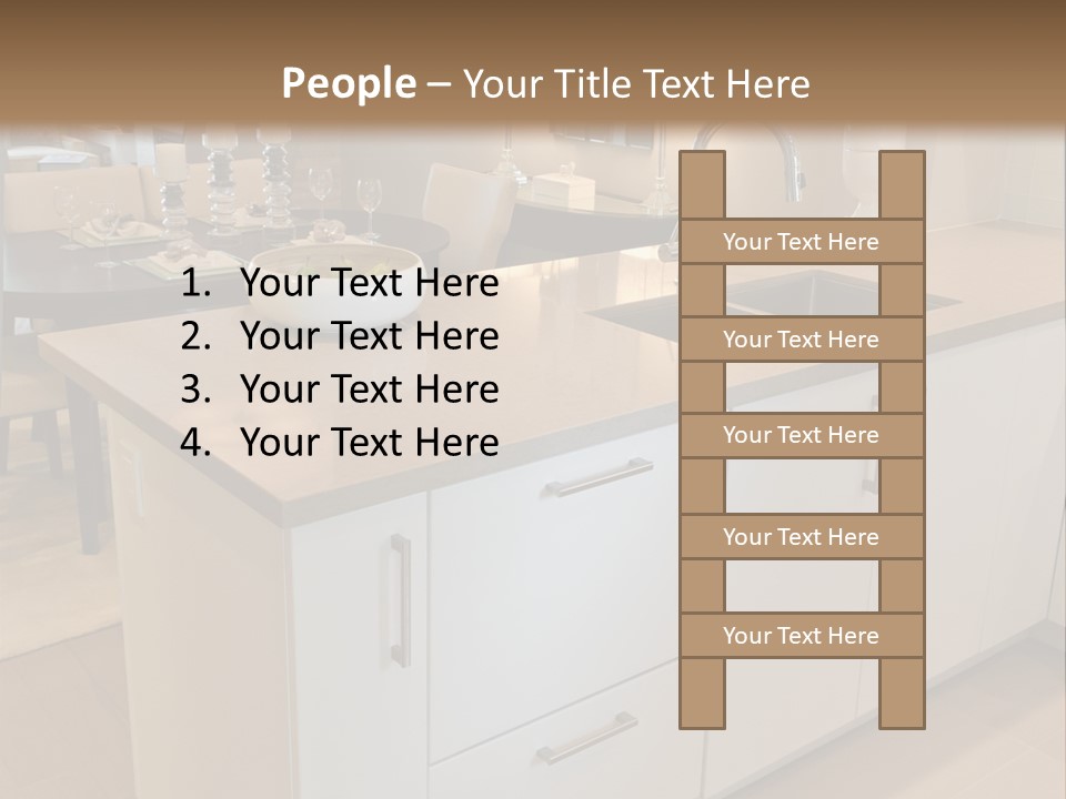 A Kitchen With A Center Island And A Sink PowerPoint Template