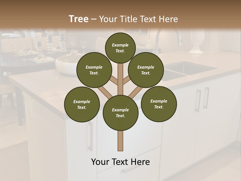 A Kitchen With A Center Island And A Sink PowerPoint Template