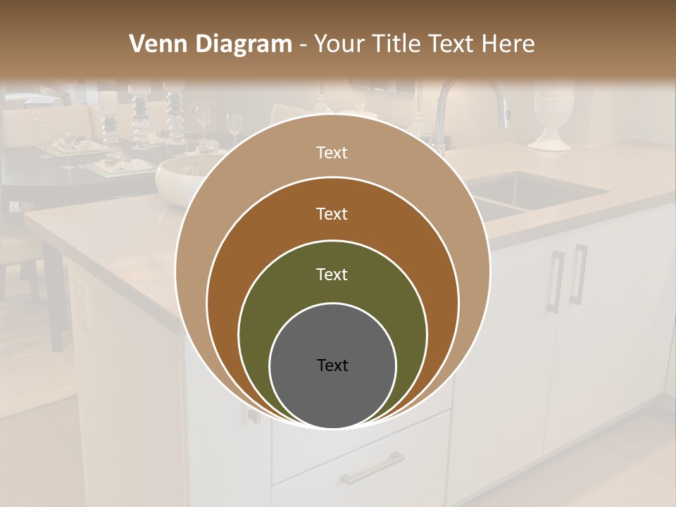 A Kitchen With A Center Island And A Sink PowerPoint Template