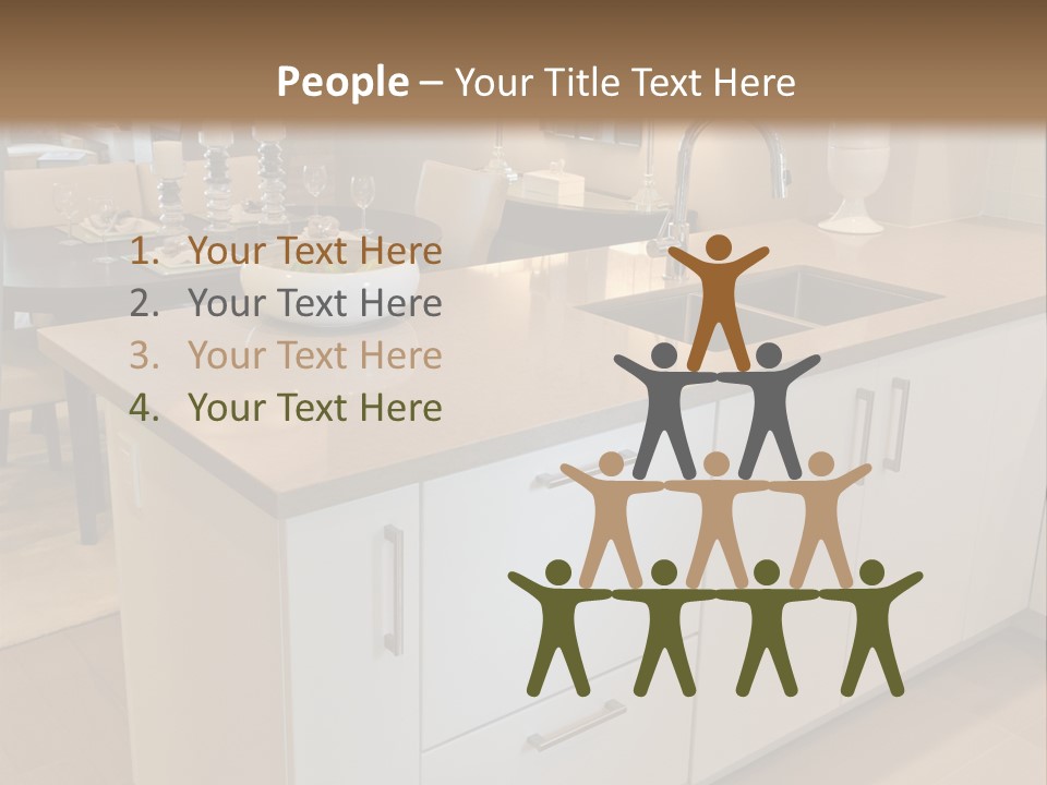 A Kitchen With A Center Island And A Sink PowerPoint Template