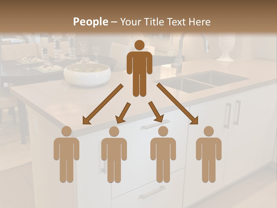 A Kitchen With A Center Island And A Sink PowerPoint Template