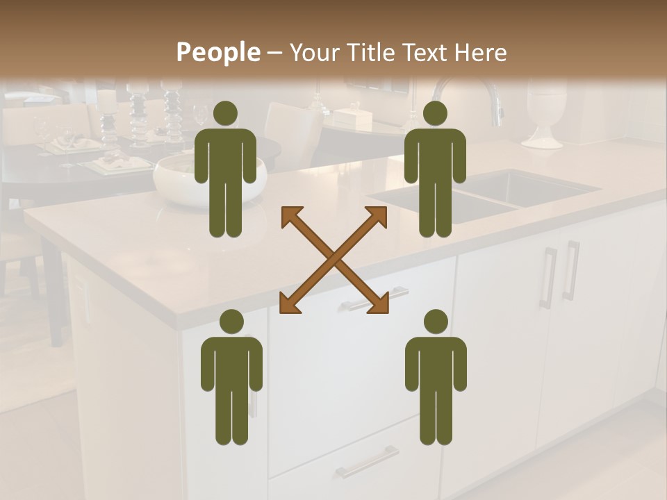 A Kitchen With A Center Island And A Sink PowerPoint Template