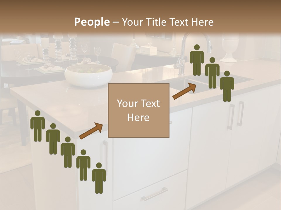 A Kitchen With A Center Island And A Sink PowerPoint Template
