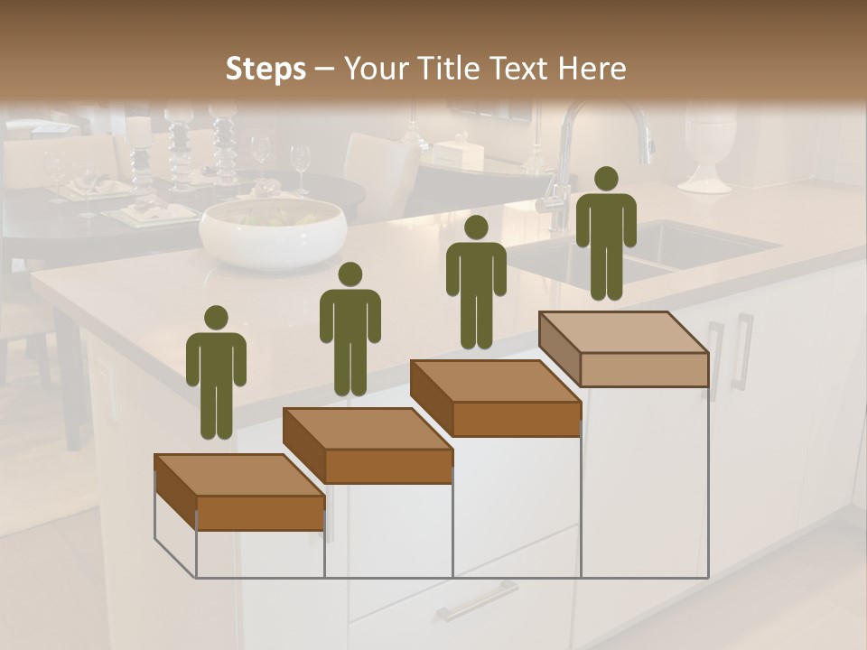 A Kitchen With A Center Island And A Sink PowerPoint Template