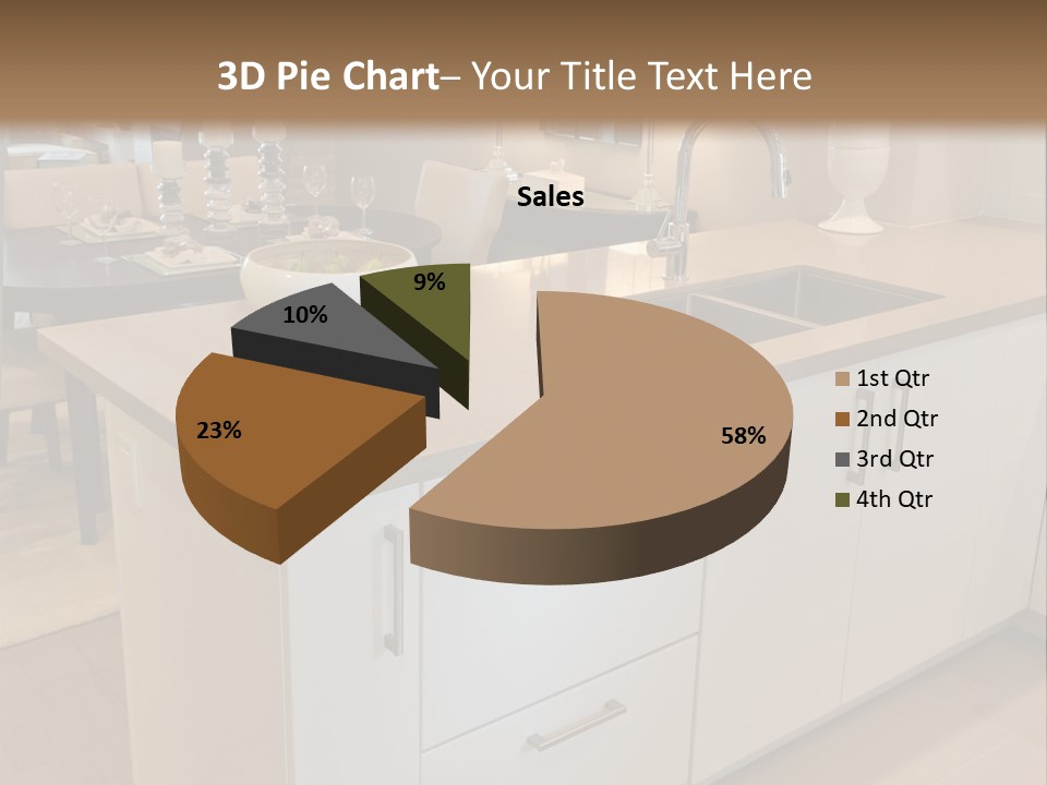 A Kitchen With A Center Island And A Sink PowerPoint Template