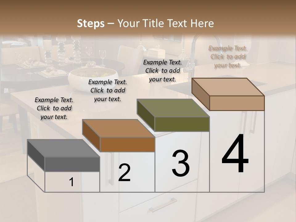A Kitchen With A Center Island And A Sink PowerPoint Template