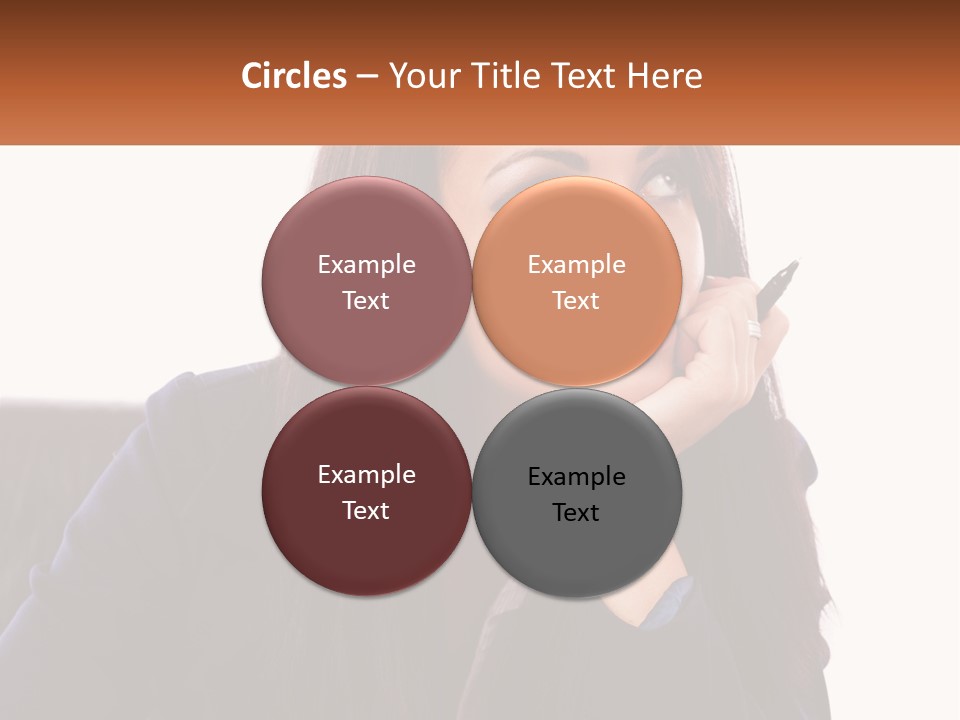 A Woman Holding A Pen In Front Of Her Face PowerPoint Template