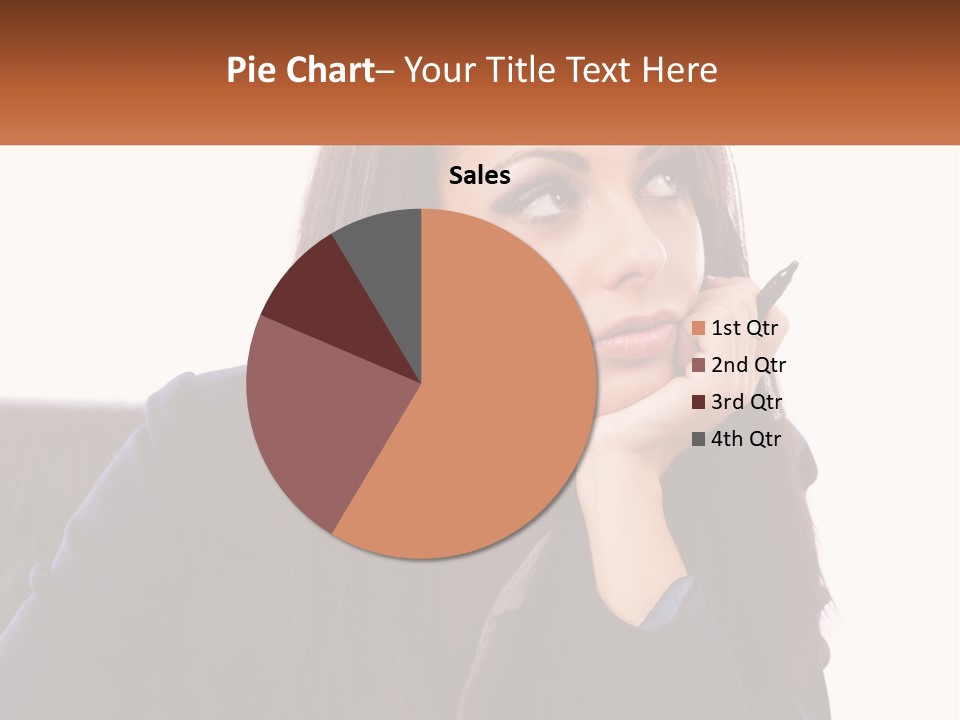 A Woman Holding A Pen In Front Of Her Face PowerPoint Template