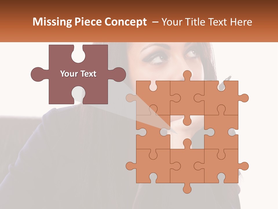 A Woman Holding A Pen In Front Of Her Face PowerPoint Template