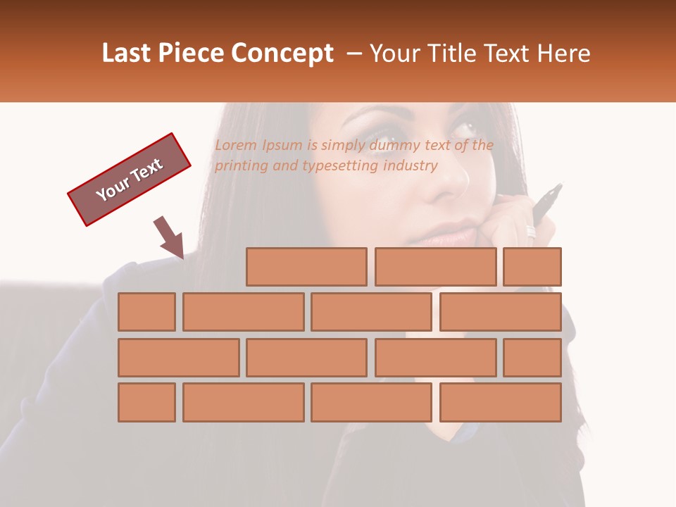 A Woman Holding A Pen In Front Of Her Face PowerPoint Template