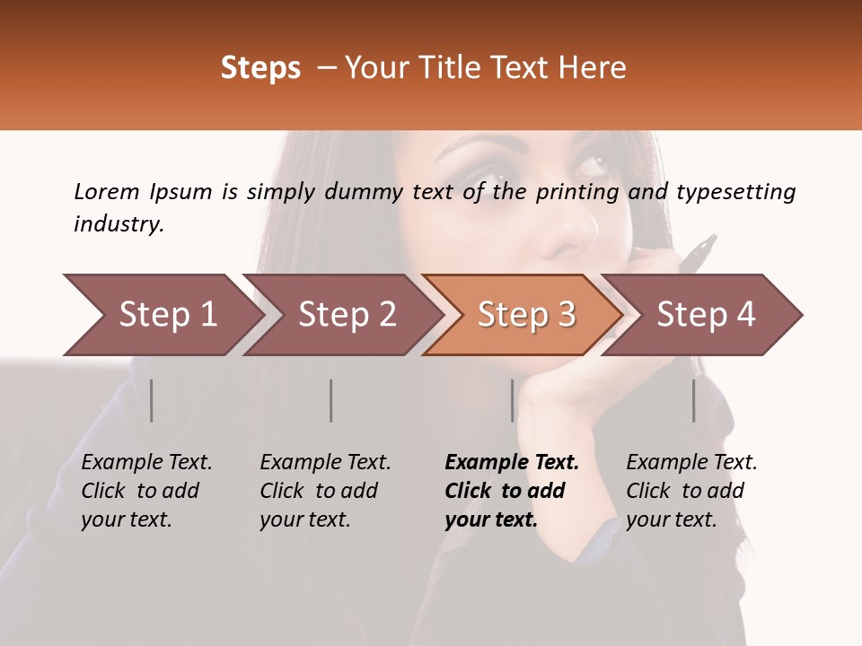 A Woman Holding A Pen In Front Of Her Face PowerPoint Template