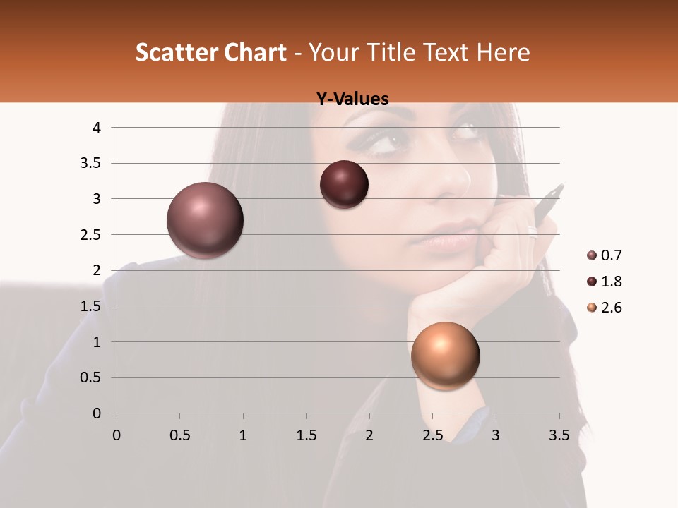 A Woman Holding A Pen In Front Of Her Face PowerPoint Template