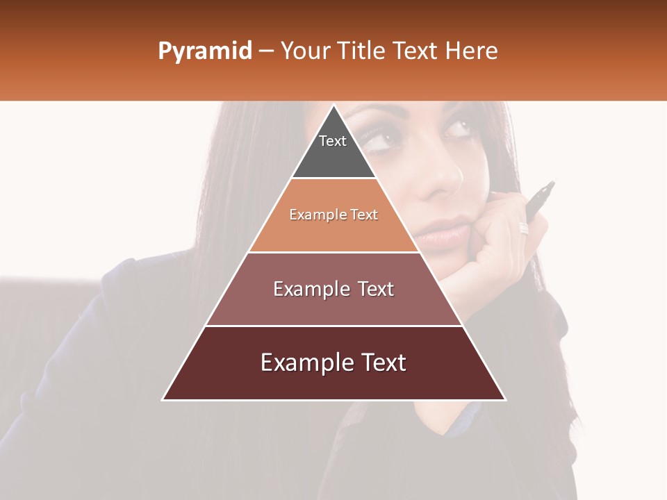 A Woman Holding A Pen In Front Of Her Face PowerPoint Template