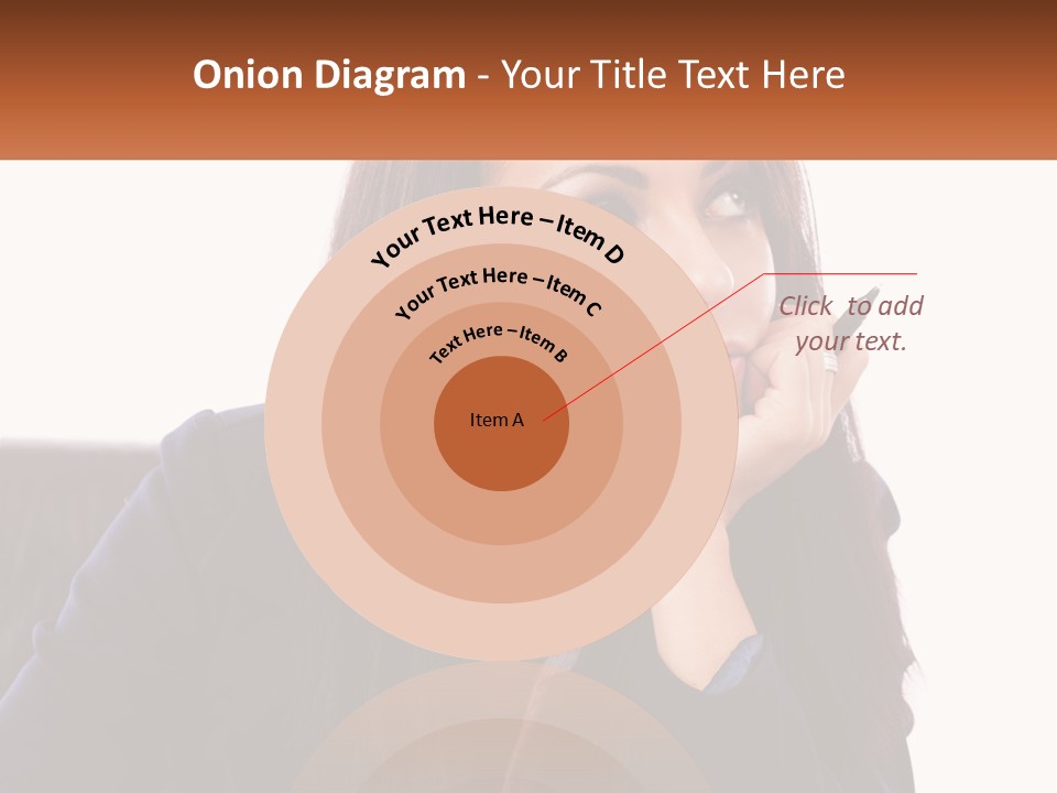 A Woman Holding A Pen In Front Of Her Face PowerPoint Template