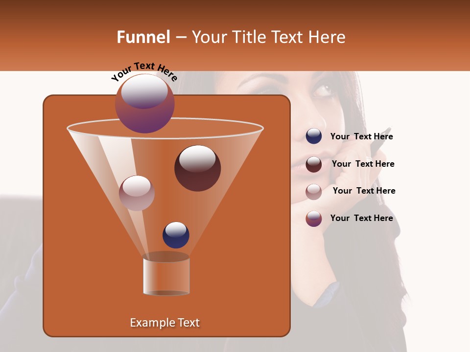 A Woman Holding A Pen In Front Of Her Face PowerPoint Template