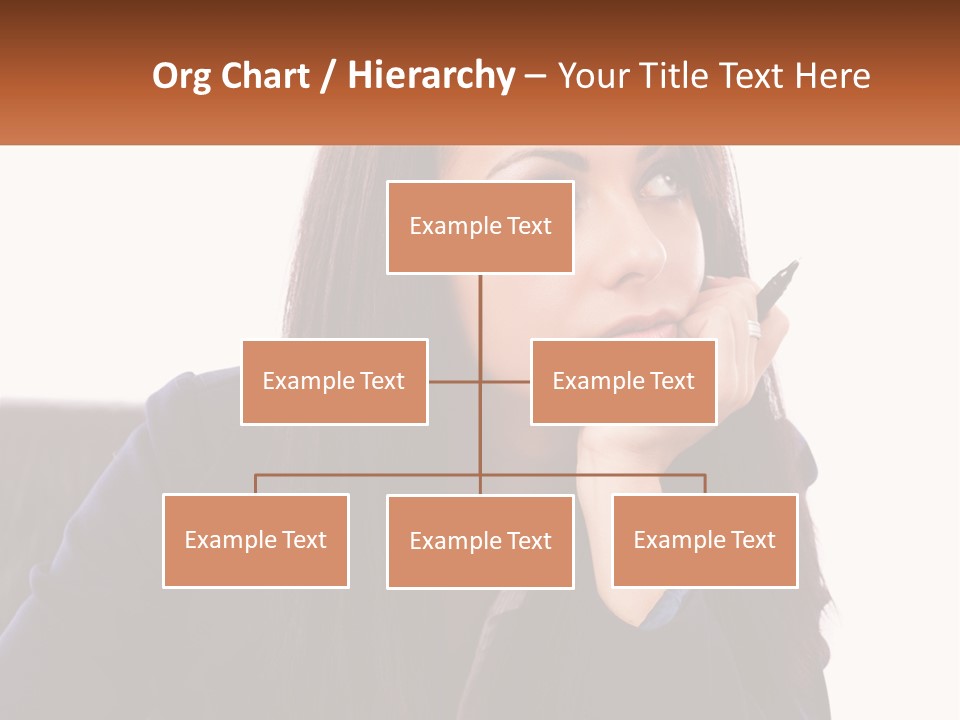 A Woman Holding A Pen In Front Of Her Face PowerPoint Template