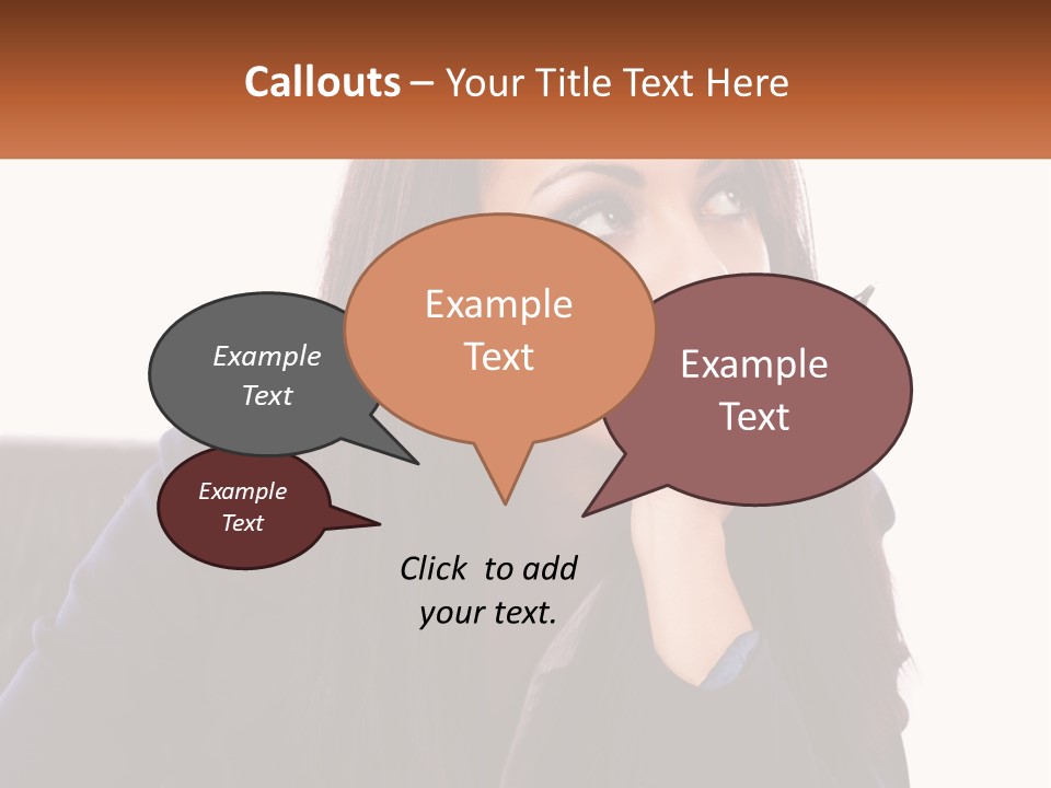 A Woman Holding A Pen In Front Of Her Face PowerPoint Template