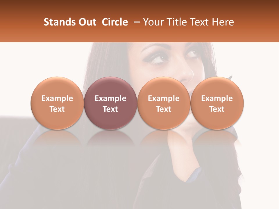 A Woman Holding A Pen In Front Of Her Face PowerPoint Template