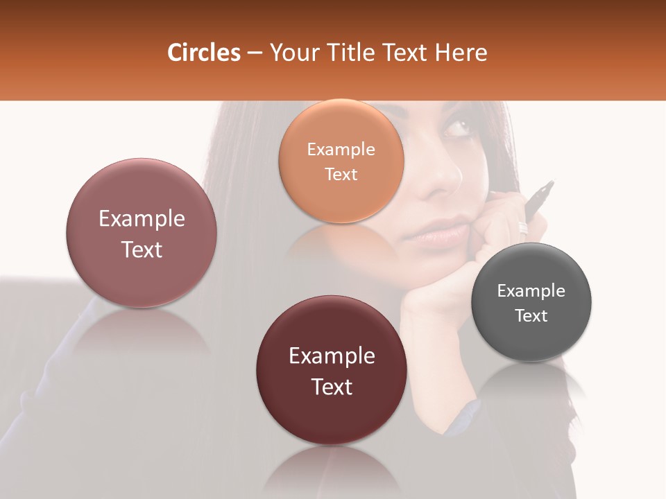 A Woman Holding A Pen In Front Of Her Face PowerPoint Template