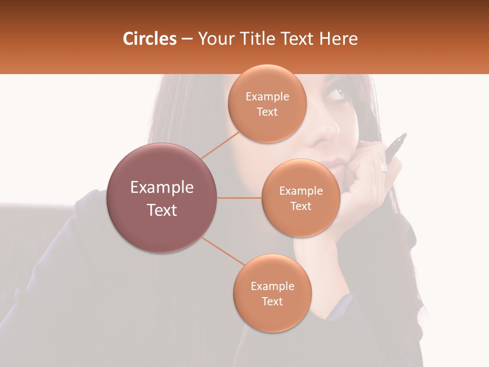 A Woman Holding A Pen In Front Of Her Face PowerPoint Template