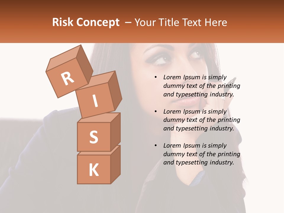 A Woman Holding A Pen In Front Of Her Face PowerPoint Template