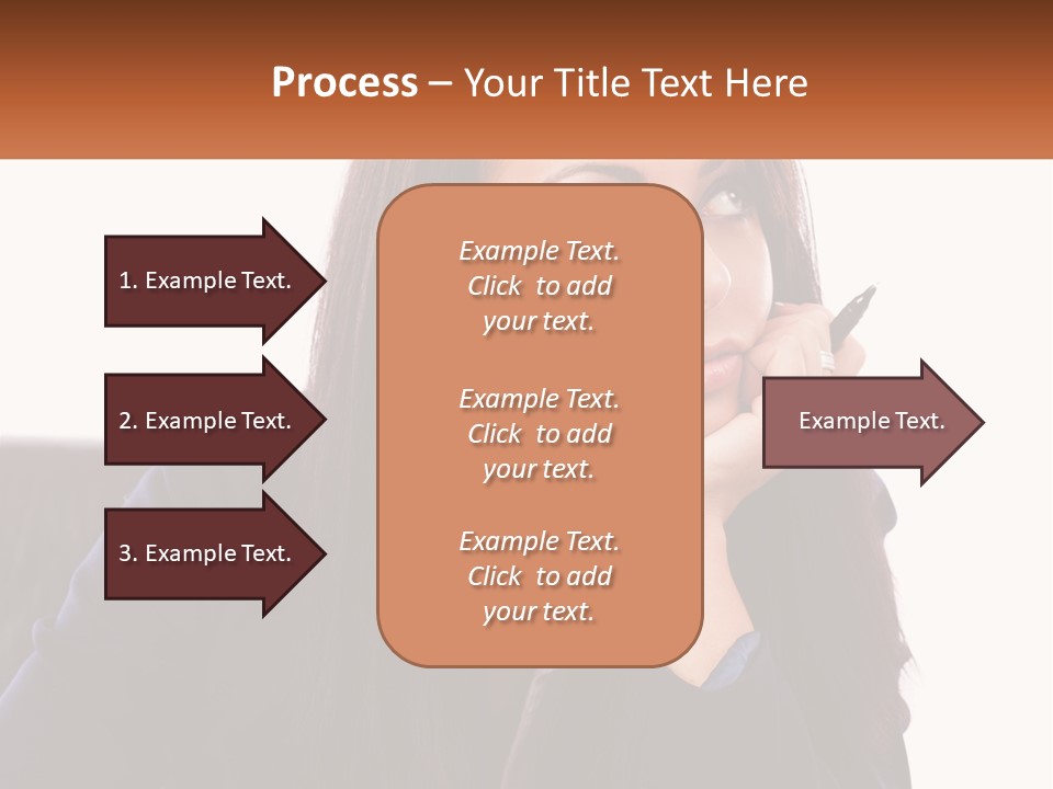 A Woman Holding A Pen In Front Of Her Face PowerPoint Template