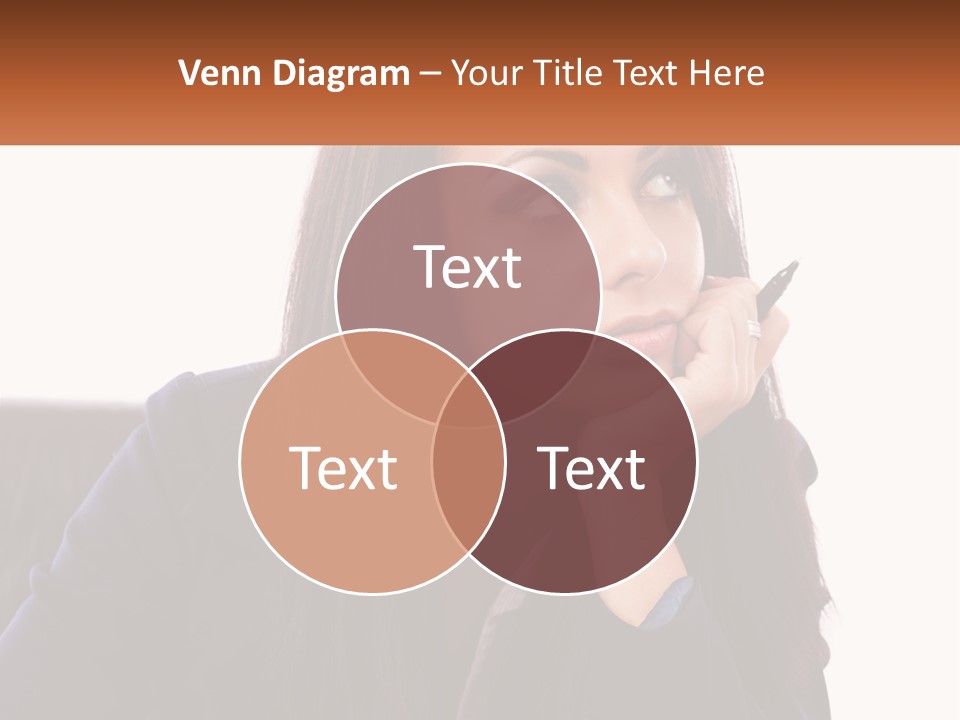 A Woman Holding A Pen In Front Of Her Face PowerPoint Template