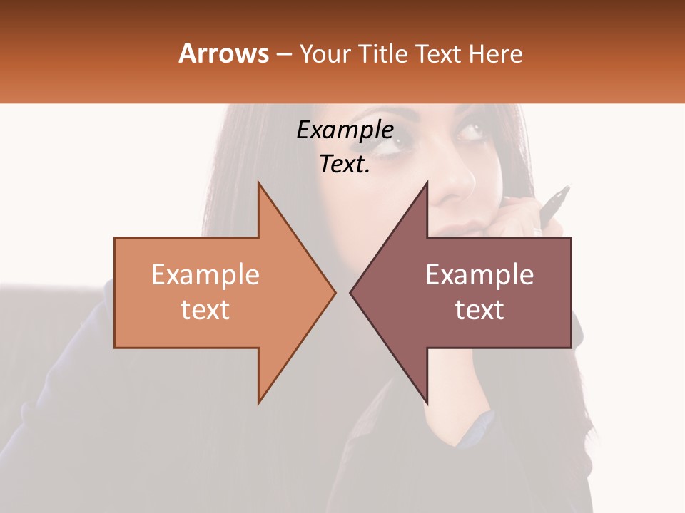 A Woman Holding A Pen In Front Of Her Face PowerPoint Template