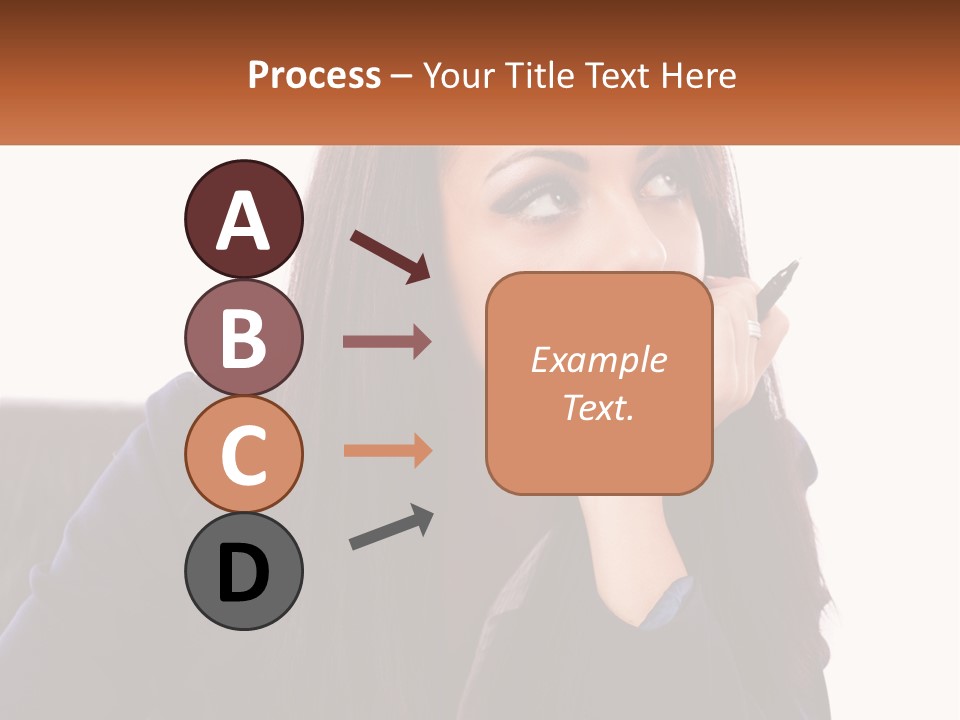 A Woman Holding A Pen In Front Of Her Face PowerPoint Template