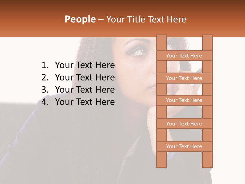 A Woman Holding A Pen In Front Of Her Face PowerPoint Template