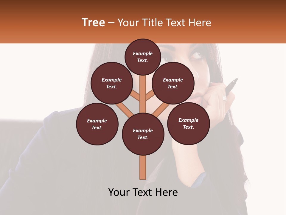 A Woman Holding A Pen In Front Of Her Face PowerPoint Template