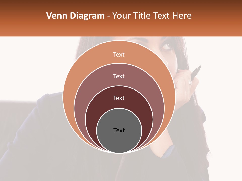 A Woman Holding A Pen In Front Of Her Face PowerPoint Template