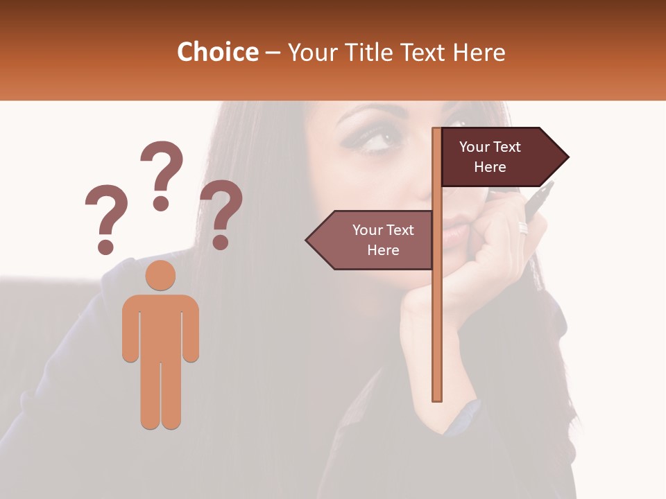 A Woman Holding A Pen In Front Of Her Face PowerPoint Template