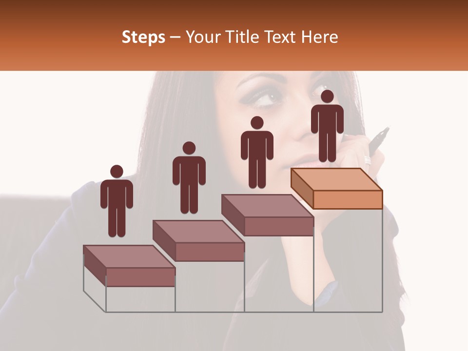 A Woman Holding A Pen In Front Of Her Face PowerPoint Template