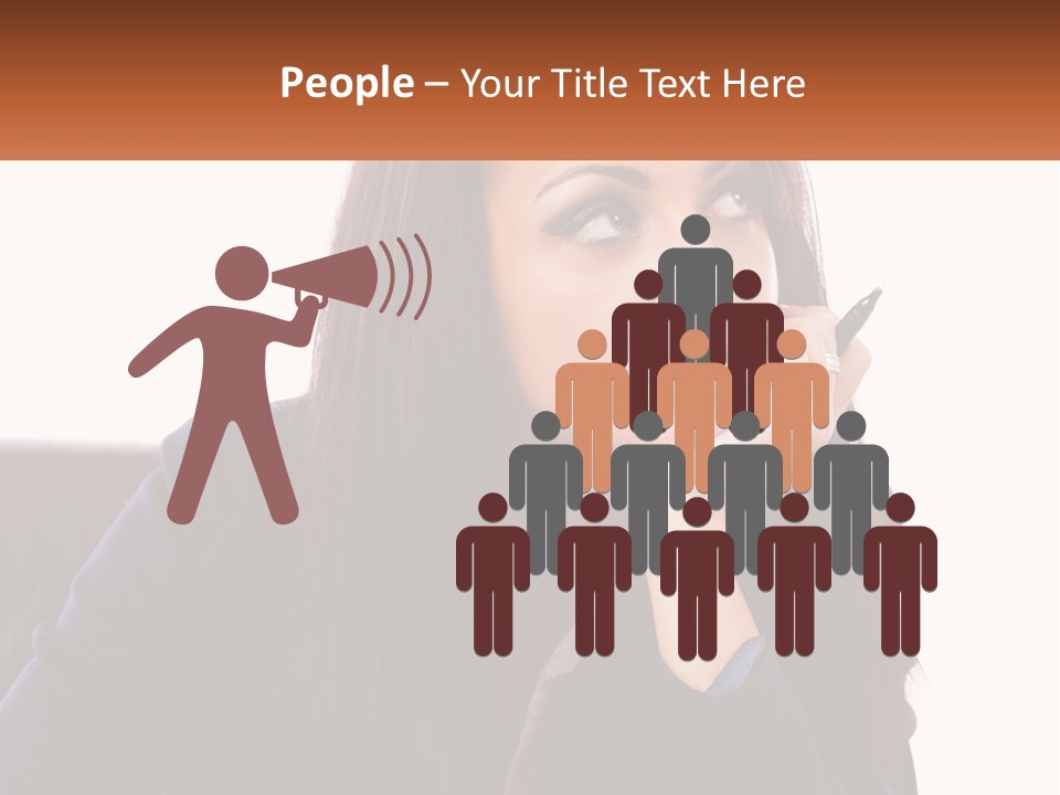A Woman Holding A Pen In Front Of Her Face PowerPoint Template