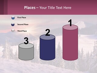 A Snowy Mountain With Trees And A Sunset In The Background PowerPoint Template